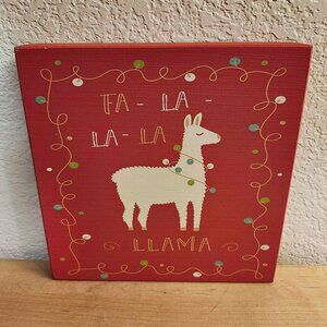 Fa La La La Llama 8" Christmas Holiday Wood Wall Art Decoration - Quill to Paper